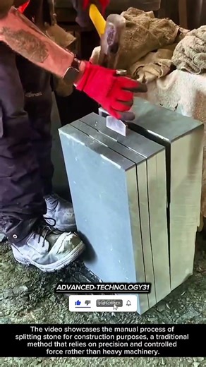 Controlled Force: Manual Stone Splitting Technique !! #innovation #tool #ideas