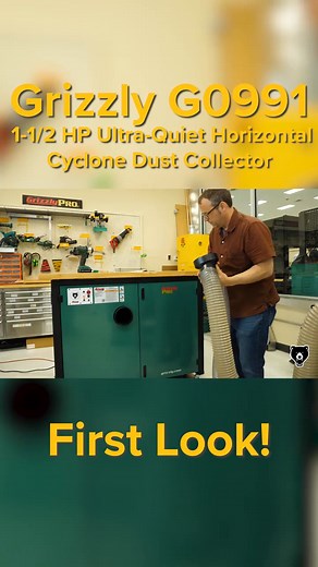 FIRST LOOK 🚨 Check out the brand-new G0991 Horizontal Cyclone Dust Collector in action with Phil Huber! This ultra-quiet, space-saving powerhouse delivers 1-micron filtration, powerful cyclonic action, and unmatched mobility... perfect for serious woodworkers who need efficiency and clean air. 🔧 1.5 HP motor 🌪️ Cyclone separation 🧼 MERV-16 filtration 🔇 Only 71 dB 📦 Now in stock - hit this link to learn more! https://www.grizzly.com/products/grizzly-1-1-2-hp-ultra-quiet-horizontal-cyclone-d