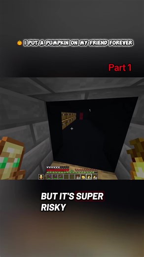 I put a pumpkin on my friend and now he can’t remove it… FOREVER! 🎃😱 Did I just troll him too hard? 😂 Wait until the end! Part 1 #minecraftmemes #foryou #explorer #pov #CapCut