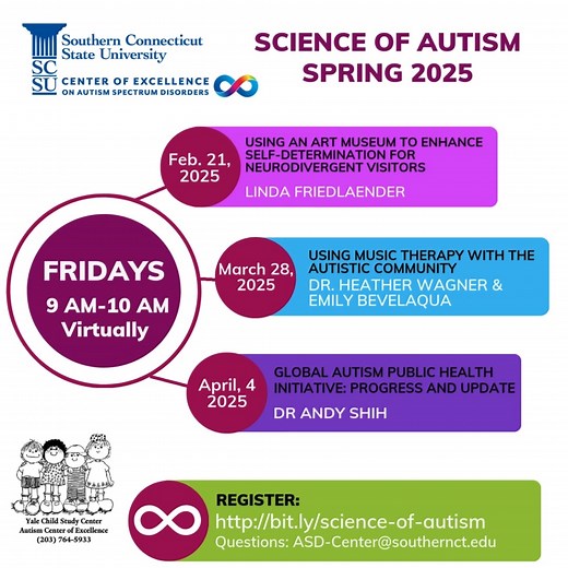 Upcoming Science of Autism programs. Registration is open bit.ly/science-of-autism | Center of Excellence on Autism Spectrum Disorder at SCSU