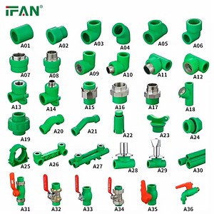 [Hot Item] Ifan En 15874 Factory Export PPR Pipes and Fittings 20-110mm Socket Elbow Tee PPR Pipe Fittings Dark Green Color PPR Fittings