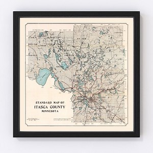 Itasca County Map 1914, Vintage Itasca County Map, Old Itasca County Minnesota Art, Wall Art Gift for Itasca County History Lovers Retro Dec - Etsy