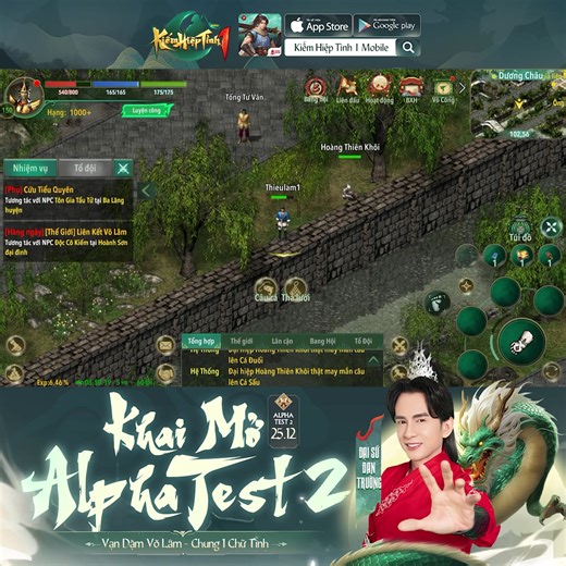 💥 25/12 - CHÍNH THỨC ALPHA TEST 2 VÀ NHẬN QUÀ CÙNG KIẾM HIỆP TÌNH 1 MOBILE 👉 Ghi danh tại: https://bit.ly/KHT1M0074 👉 Group KHT1M: https://facebook.com/groups/kht1m 👉 Group Zalo: https://zalo.me/g/qicmbt426 Giới thiệu Kiếm Hiệp Tình 1 Mobile - Nguyên bản Võ Lâm Truyền Kỳ 1 kinh điển trên PC 2005. - Đồ họa nguyên bản. - 10 môn phái, 28 đường, ngũ hành tương sinh tương khắc. - Hệ thống kinh tế tự do, giao thương không giới hạn - Hoạt động PVP, PVE nguyên bản Võ Lâm Truyền Kỳ. © Kiếm Hiệp Tình 