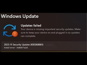 How to Fix Update KB5068861 Not Installing Install Error Code 0x80071a2d Windows 11
