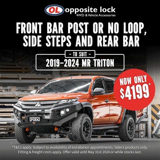 Piak are running a cracking deal at the moment for Hilux, D-Max, and MR Triton owners - grab a front bar (post or no loop), side steps, and rear bar for only $4199! Limited time only, while stocks last. | Opposite Lock Rothwell