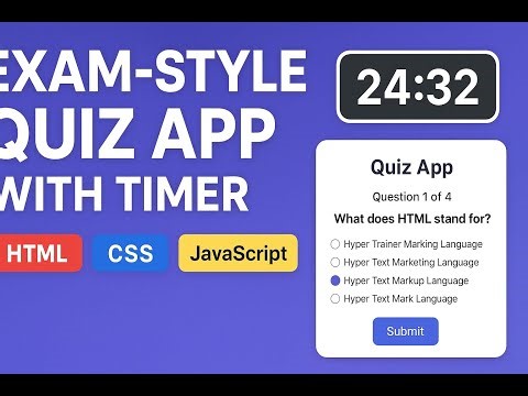 Build Exam Style Quiz App with Timer ⏳ | HTML CSS JavaScript Quiz Application #project #viral #new