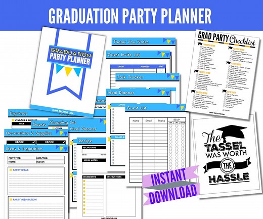 Graduation Party Planner Digital Download: Grad Party Planning Printable Checklist, Guest List, Decorations, Budget Plan - Etsy