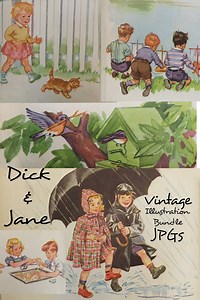 151 Dick & Jane Printables / Retro Ephemera / Children's Reader Downloads / Junk Journal Supply - Etsy