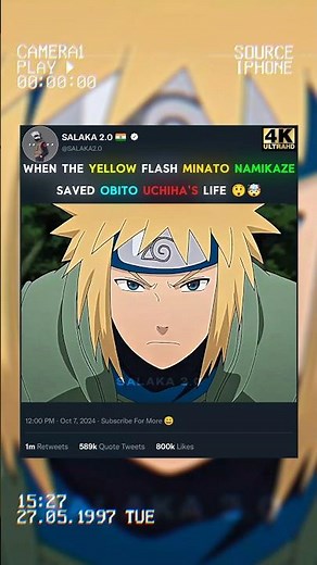 When The Yellow Flash Minato Namikaze Saved Obito Uchiha's Life 😲🤯