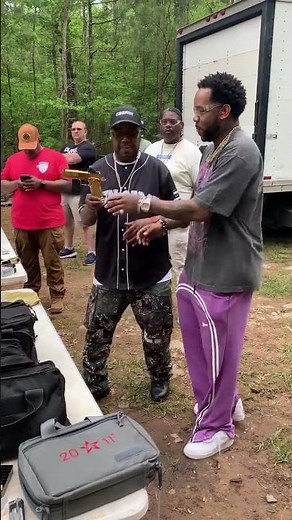 Got my brother @caviardreamz_ trying out one of my exclusive lil pieces 💥 💥 💥 #guncamp #twista