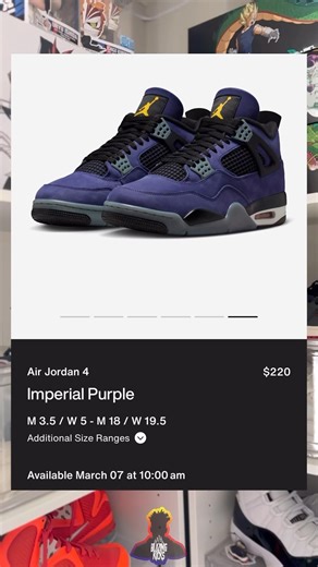 THE JORDAN 4 “LAKESHOW” IS SET TO RELEASE MARCH 7th FOR $220 🟡🟣 Cop or drop⁉️