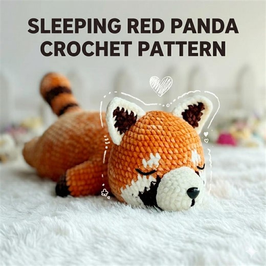 Red Panda Crochet Pattern, Low Sew Amigurumi PDF, Sleeping Red Panda Plushie Pattern, Velvet Yarn Animal Tutorial, Digital Download - Etsy