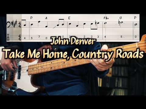 John Denver - Take Me Home, Country Roads (Bass Cover with TABS)