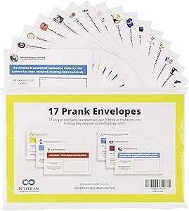 17 Prank Envelopes - Funny Pranks for Adults, Practical Jokes by Mail, Birthday & Holiday Card Envelopes, April Fools Day Jokes for Friends, Family & Coworkers