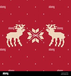 Christmas reindeer pixel art isolated on red background Stock Vector Image & Art - Alamy