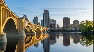 Minneapolis, Minnesota, USA downtown skyline on the Mississippi River