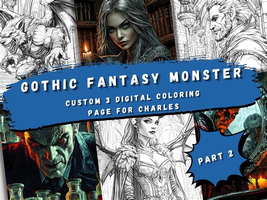 5 Gothic Horror Coloring Pages | Vampires & Dark Creatures | High-res Digital Download for Horror Quest Book - Etsy