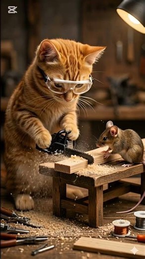 Can They Cut It? 🐱🐭 Miniature Chainsaw ASMR #cat #kitten #funnyanimals