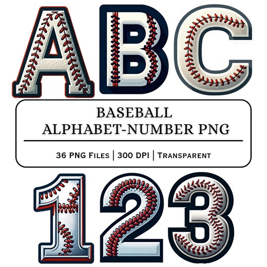 Baseball Stitch Alphabet A–Z With 0–9 | Printable Kids Letters | Digital Download - Etsy