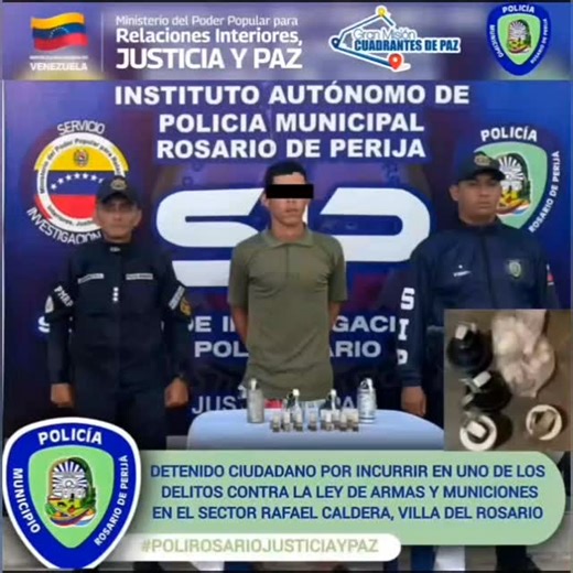 Teleplus Erestu on Instagram: "POLIROSARIO GOLPEA AL COMERCIO ILEGAL: VENDEDOR ES DETENIDO CON MUNICIONES Y ARTEFACTOS EXPLOSIVOS DE USO RESTRINGIDO EN ROSARIO DE PERIJÁ #05dic En un operativo rápido y efectivo, la Policía Municipal Rosario de Perijá (POLIROSARIO), a través de su Servicio de Investigación Penal (S.I.P.), desmanteló una red de comercio ilegal de material de guerra y municiones en el sector Rafael Caldera, asestando un duro golpe a las actividades ilícitas en el municipio. La oper