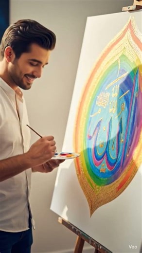 it's an example how to paint the beautiful name of Allah Almighty with rainbow #ohhappyday