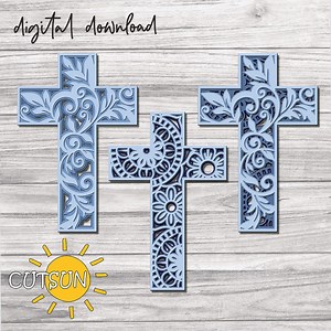 Layered Cross SVG Mini Bundle | Multilayered Floral Mandala Cross | Laser Cut File - Etsy