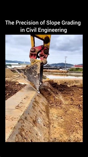 Engineering Gadgets on Instagram: "The Precision of Slope Grading in Civil Engineering This video showcases the engineering art behind slope grading—a critical process for ensuring soil stability, controlled water runoff, and long-term ground performance. While heavy machinery like bulldozers handle rough shaping, the excavator equipped with a flat-bottom grading bucket delivers the precision needed for final surface refinement. 📌 In this video, you’ll observe: • A specialized grading bucket wi