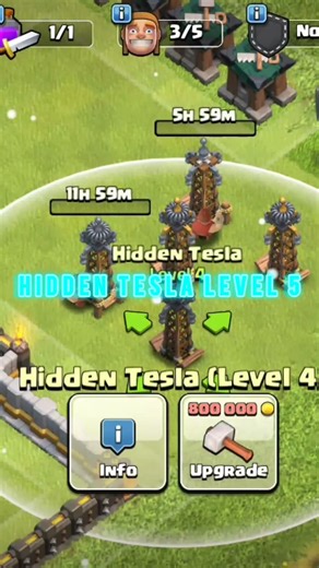 Builders Hut L3 | Hidden Tesla L5 | Air Bomb L2 Full Defense Power Upgrade