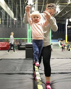 Toddlers give GET AIR Trampoline Park a big thumbs up! Bring the little ones in for Toddler Time. Every Tuesday and Thursday from 10 AM to noon, jumpers under 46” and their guardians get the whole park to themselves! Save on tickets and more at getairsports.com/shop today. | Get Air Canada