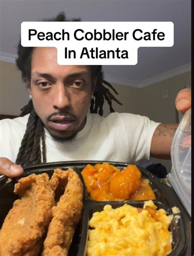 51K views · 1.4K reactions | Comment Food Spots in Atl im In Atlanta trying food first place is Peach Cobbler Cafe #mukbang #atlantafood #soulfood #foodies #FYP | Greesko Makaro | Facebook