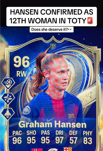 HANSEN CONFIRMED AS 12TH WOMAN IN TOTY🚨 Does she deserve it?👀 #fyp #fc #fc26 #fifa #fifa26