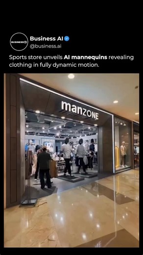 AI • Artificial Intelligence • Tech on Instagram: "A new level of retail innovation is on display as AI powered mannequins bring sportswear to life through realistic movement. In the video, a sports retailer showcases humanoid robots walking on treadmills while wearing the latest apparel. Each step causes the fabric to shift naturally giving viewers a true sense of how the clothing behaves in motion rather than on a static display. This approach transforms the shopping experience by merging robo
