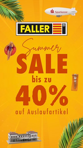 SUMMER SALE 🌞 Auslauf-Modelle zum Schnäppchenpreis! Bis September kannst du die letzten Exemplare bei uns sichern – bis zu 40% reduziert! 😍💥 Schlage jetzt zu und finde dein Highlight auf faller.de/sale. Nur solange der Vorrat reicht! 🛍️✨ https://www.faller.de/sale/ #Sale #Rabatt #AuslaufModelle #FallerSale ____________ SUMMER SALE 🌞 Clearance models at unbeatable prices! Until September, grab the last pieces with up to 40% off! 😍💥 Act fast and find your favorite at faller.de/sale. While s