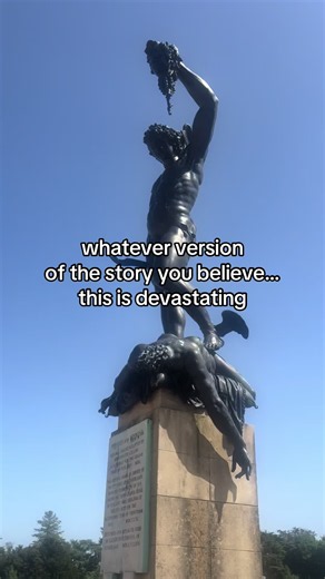 Whatever version of Medusa’s story you believe, there’s something undeniably harrowing about seeing the moment Perseus holds her severed head. History calls it a heroic victory, but standing beneath it feels far more haunting than triumphant. 🐍 #GreekMythology #Medusa #Perseus #MythologyTok #WitchTok