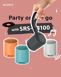 Take the party everywhere with the Sony SRS-XB100. This compact and lightweight speaker packs a real punch, delivering a powerful and clear sound wherever you go. Party all day with its 16-hour battery life and turn any place into a dancefloor. Learn more: https://bit.ly/SonySRS-XB100 #SonySpeaker #SonySRSXB100 #XB100 | Sony Philippines