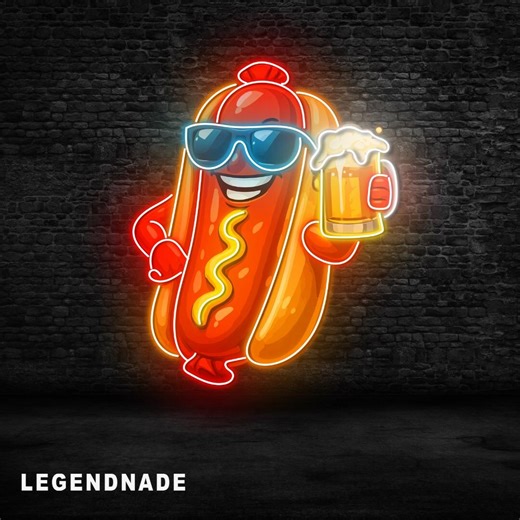 Hot Dog With Beer Neon Sign for Restaurant Wall Decor, Hot Dog Led Light, Beer Neon Light, Gift for Beer Lover, Fast Food Shop Decor - Etsy