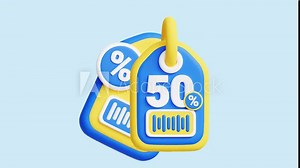 Discount Tag animated 3d icon. Great for business, technology, company, websites, apps, education, marketing and promotion. E-Commerce 3d icon animation.