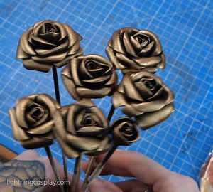 92K views · 2.7K reactions | It's the first time I made foam roses, and they turned out so pretty. For my upcoming costume I am making a halo with roses which will be attached to my back, so it needs to be lightweight. I used 1 mm foam, which is specially for making foam flowers. It took me countless hours to make all the roses and the leaves, but the end result is worth it. | Lightning Cosplay | Facebook