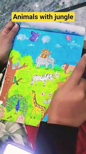 Animals with Jungle Drawing | Live Art | Easy Jungle Drawing for Kids #shorts