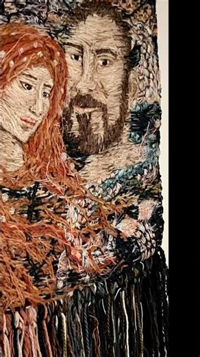 The Last Stage of a Handwoven Portrait (Slow Textile Process) #textileart