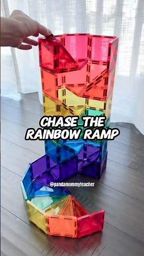 Chase the Rainbow | Magnetic Tiles Ramp #magnetictiles #carramp