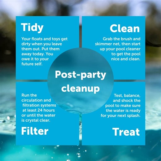1K views · 3 comments | Show of hands — whose pool floats from yesterday are still hanging out by the pool? 駱 While you’re probably not alone, you owe it to your future self to make sure your pool is ready for the next round of fun. Let’s do some post-party cleaning with these 4 simple tips. | Leslie's | Facebook