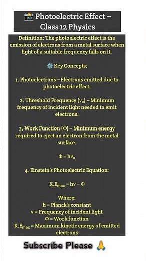 📸 Photoelectric Effect – Class 12 Physics