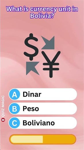 What is currency unit in Bolivia? RLIAI #QuizMagic #ViralQuiz
