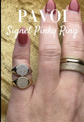 Pavoi Signet Pinky Ring available in sizes 3-9! #pinkyring #signetring #goldplatedjewelry #ringstack #affordablejewelry @PAVOI