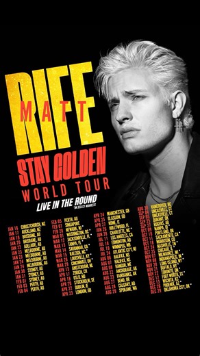 Matt Rife on Instagram: "2026 TOUR DATES NOW ON SALE!!!! On my website MattRifeOfficial.com This is going to be my last tour very a long while… i hope i get to see you guys ❤️ it’s gonna be a fkn blast! These shows are the best times of my life! #comedy #mattrife #standup #standupcomedy #tour #funny"