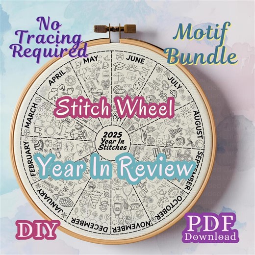 Stitch Sampler Embroidery Wheel – 2025 Year in Review – Motif Bundle – Printable PDF Embroidery Patterns - Etsy Canada