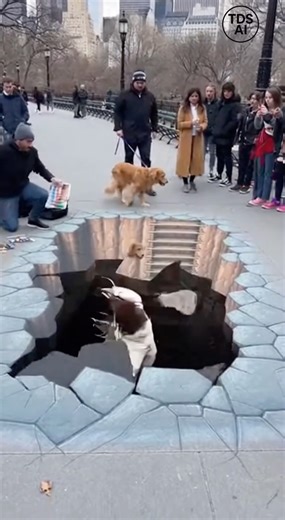 Pedestrian Falls After Stepping Over 3D Chalk “Hole” on NYC Sidewalk iPhone video captured in New York City shows a 3D chalk artist drawing a large, realistic-looking illusion of a hole on a busy sidewalk, drawing attention from pedestrians passing through the area. From certain angles, the artwork appears convincingly three-dimensional, causing people to slow down and carefully step around it. Moments later, the video takes a startling turn when a pedestrian attempts to step over the apparent i