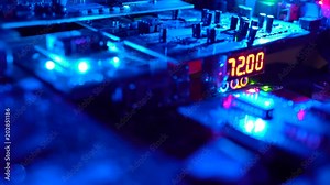 Computer Printed Circuit Board Flyover with lights and movement .6