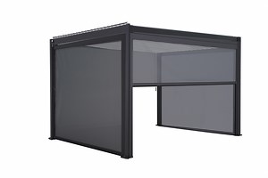 Pergola bioclimatique autoportante   3 stores Prima en alu gris anthracite 12m² | Leroy Merlin